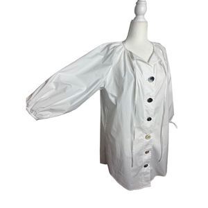Erika Cavallini Short White Flowy Ling Sleeve Multi‎ Button Dress Tunic Size 2